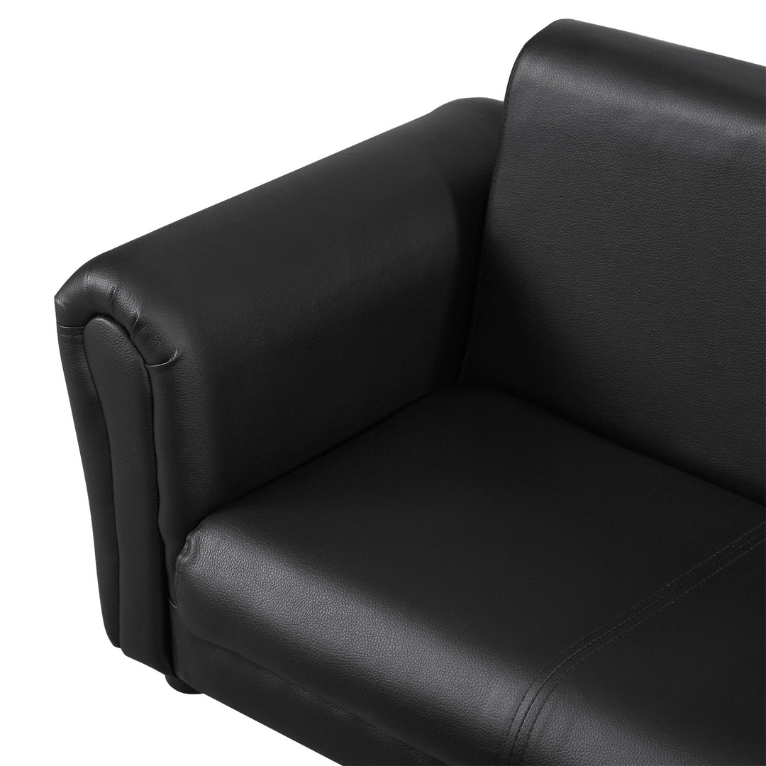 Børnelænestol med fodskammel, børnesofa med fodskammel, børnesofa, sofalænestol, sort, 83 x 42 x 41 cm