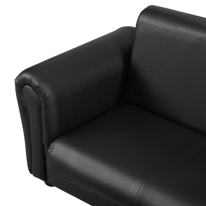 Børnelænestol med fodskammel, børnesofa med fodskammel, børnesofa, sofalænestol, sort, 83 x 42 x 41 cm