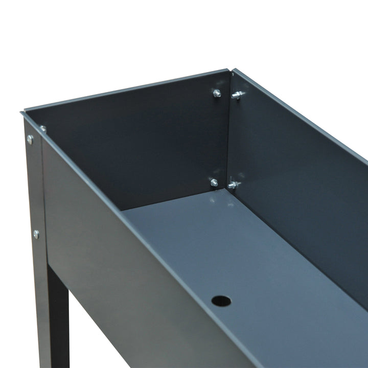 Højbed i solrigt, urtebed, plantekasse med 3 drænhuller, blomsterkasse med fødder, metal, 100 x 30 x 80 cm