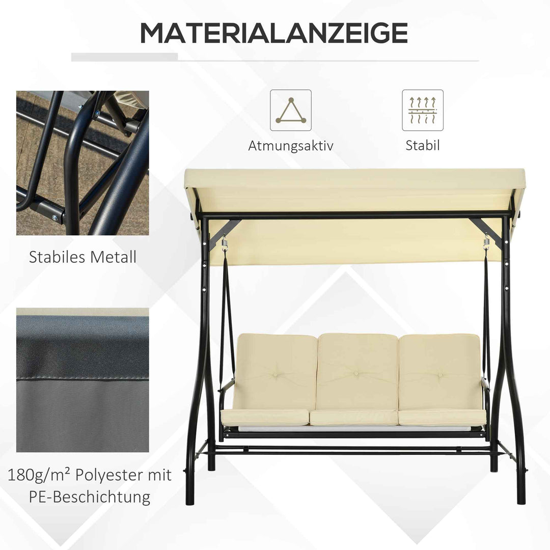 Gyngebænk, verandagynge med solsejl, havegynge, verandagynge, 3 sæder, gyngeseng