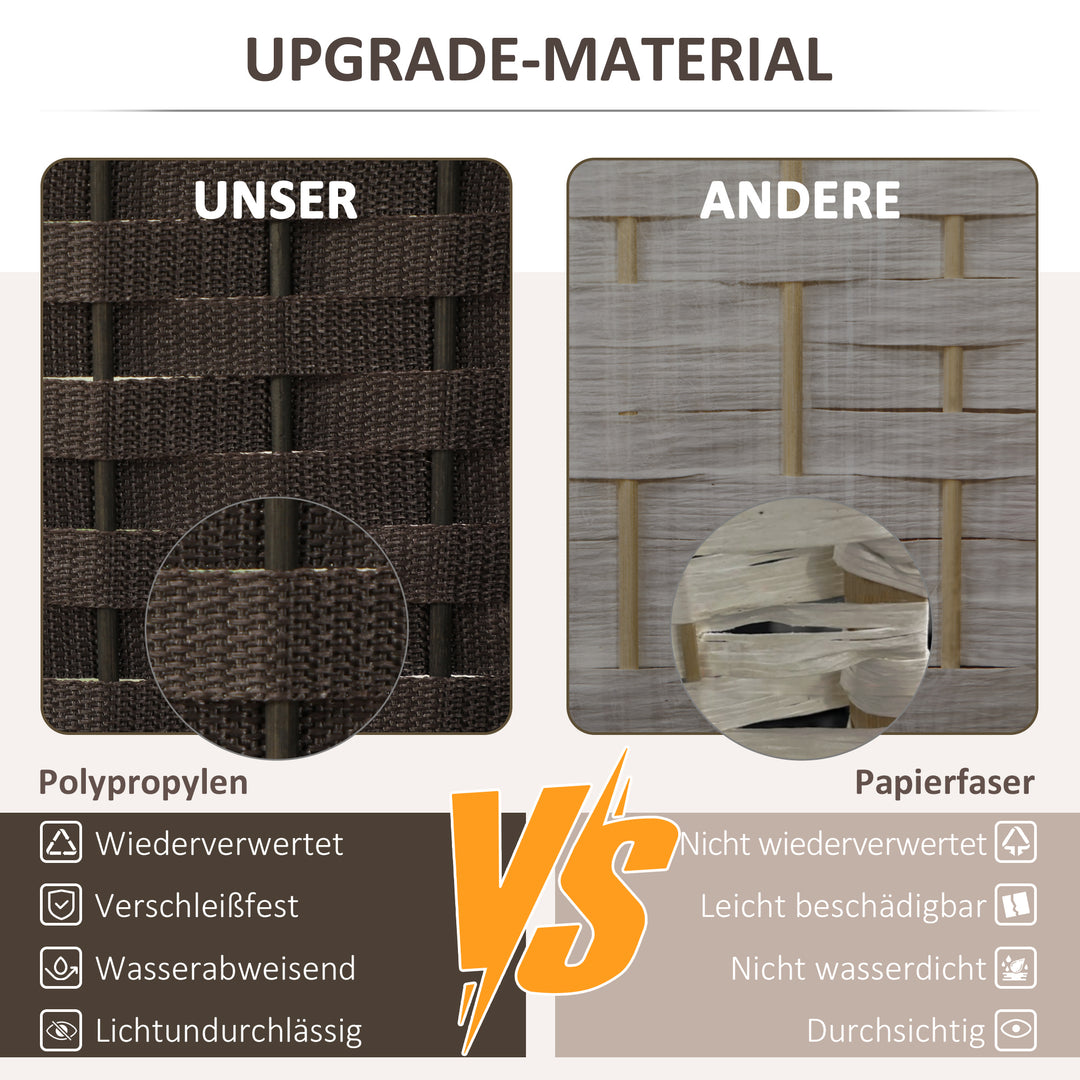 6-Panels rumdeler, foldbar skærm, skærm til stue, soveværelse, hjemmekontor, brun