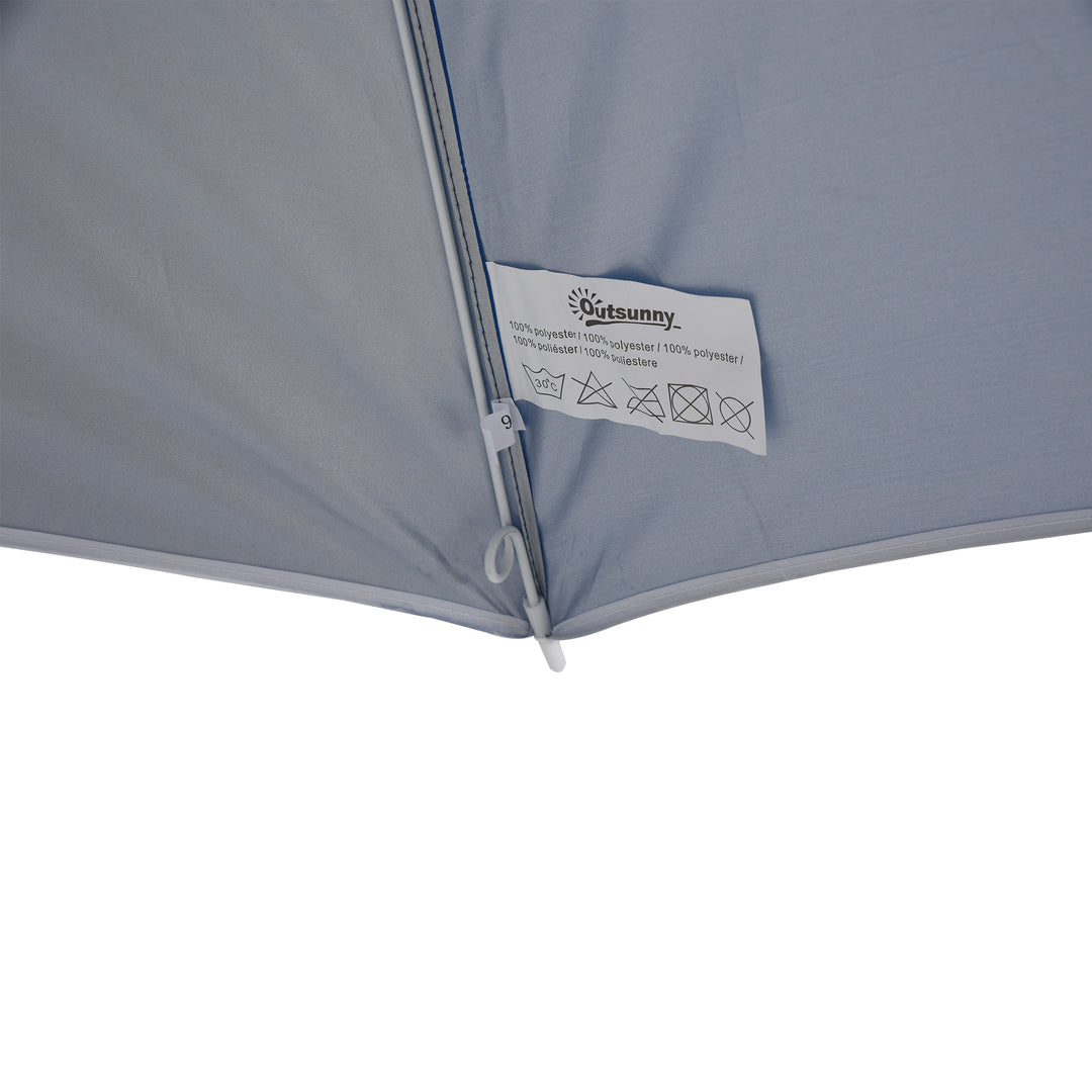 Strandparasol med sidepanel, polyester, blå, 2,2 x H2,2m