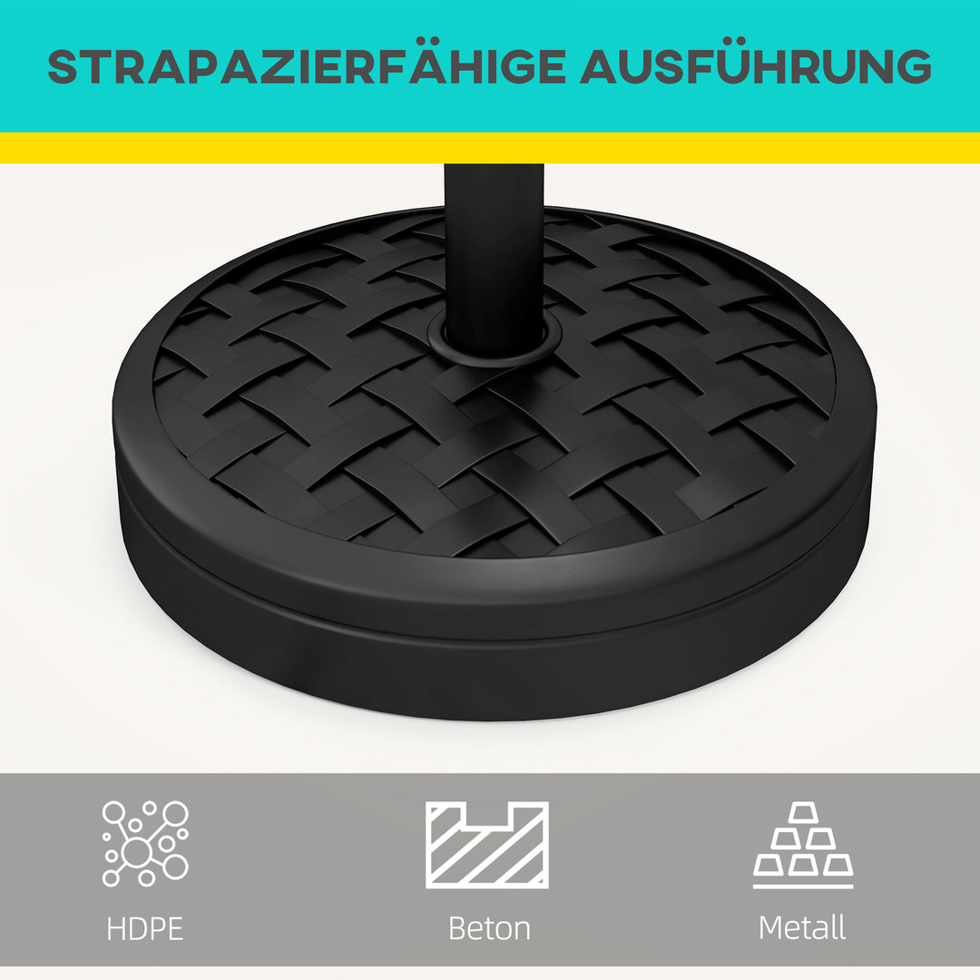 Beton parasolfod, 18 kg, rund parasolholder til parasoller 32/38/48 mm, sort