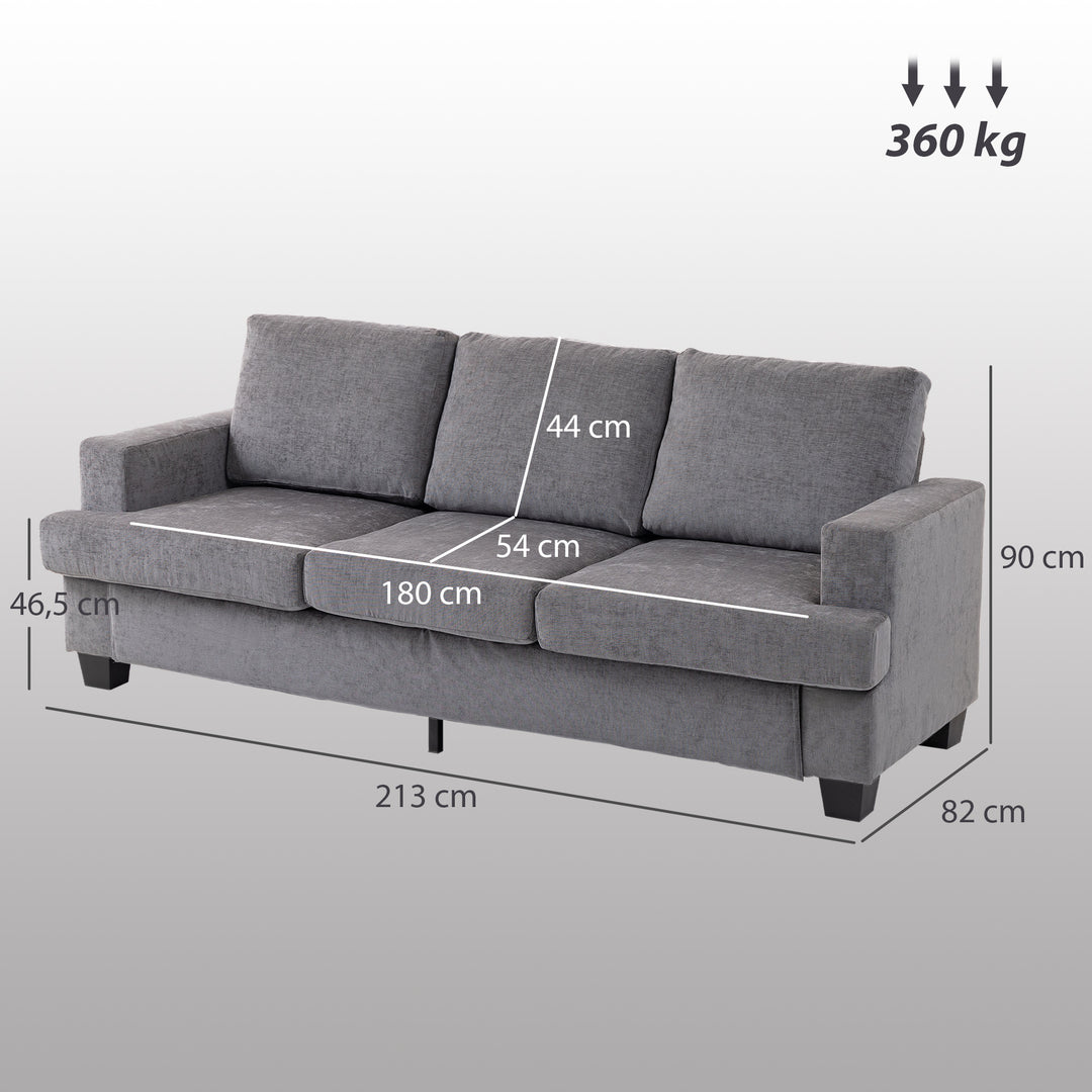 3-personers sofa, stuesofa til 3 personer, stofbetræk, stålstel, polstret sofa, grå