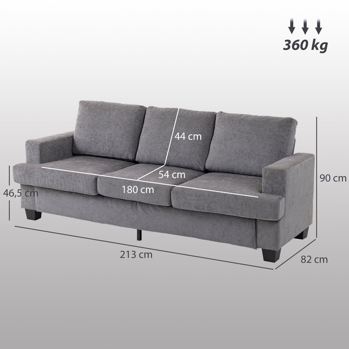 3-personers sofa, stuesofa til 3 personer, stofbetræk, stålstel, polstret sofa, grå