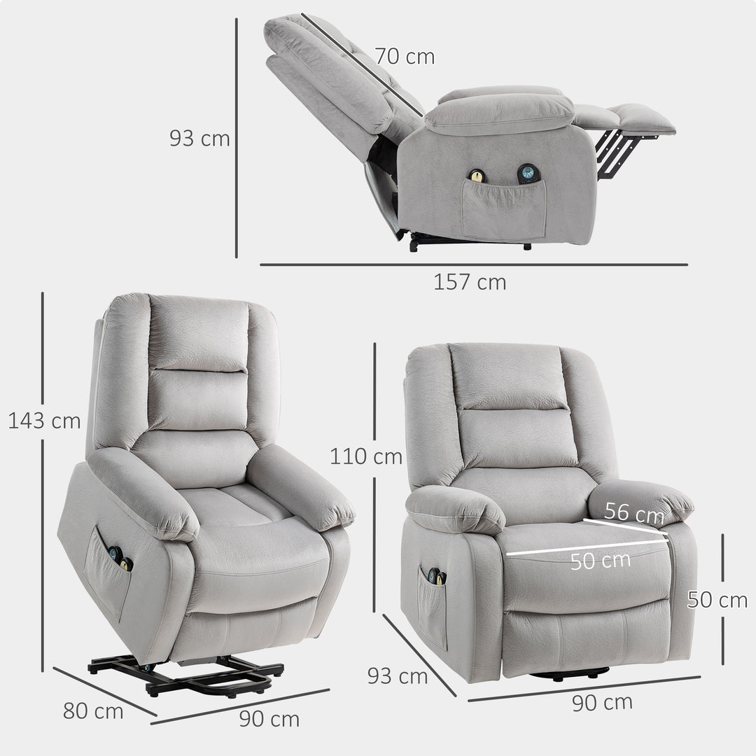 Hævestol med massagefunktion, 90x93x110cm, lysegrå