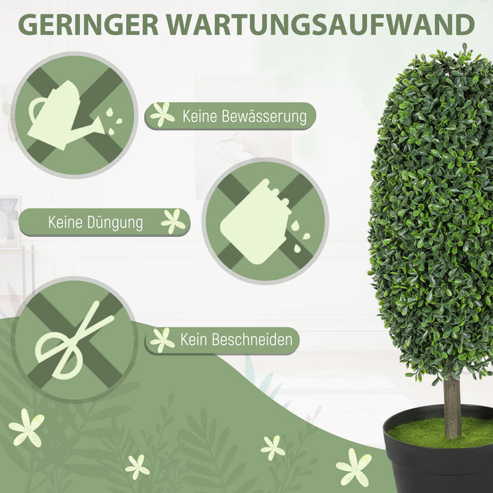 Sæt med 2 kunstige planter, uv-bestandige kunstige træer i potter, plastik, cement, grøn