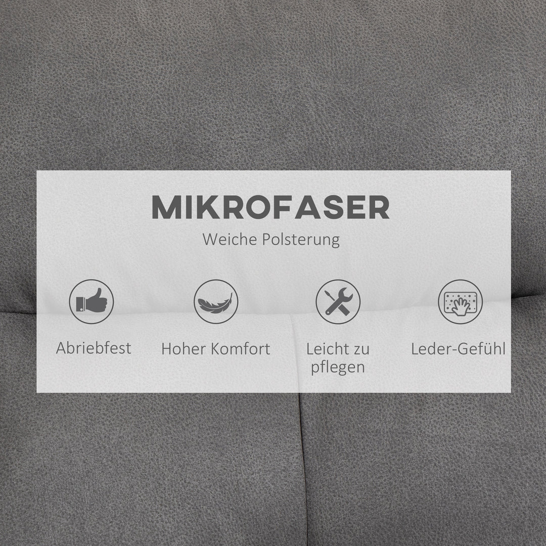 Lænestol med fodskammel, lænestol med fodskammel, justerbar ryglæn; mikrofiber, mørkegrå