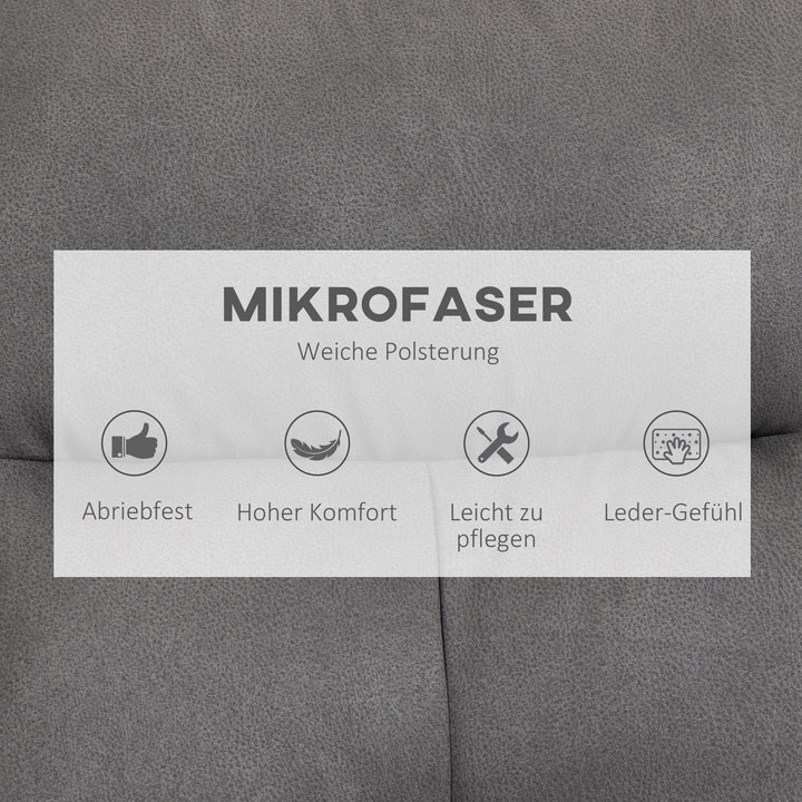 Lænestol med fodskammel, lænestol med fodskammel, justerbar ryglæn; mikrofiber, mørkegrå