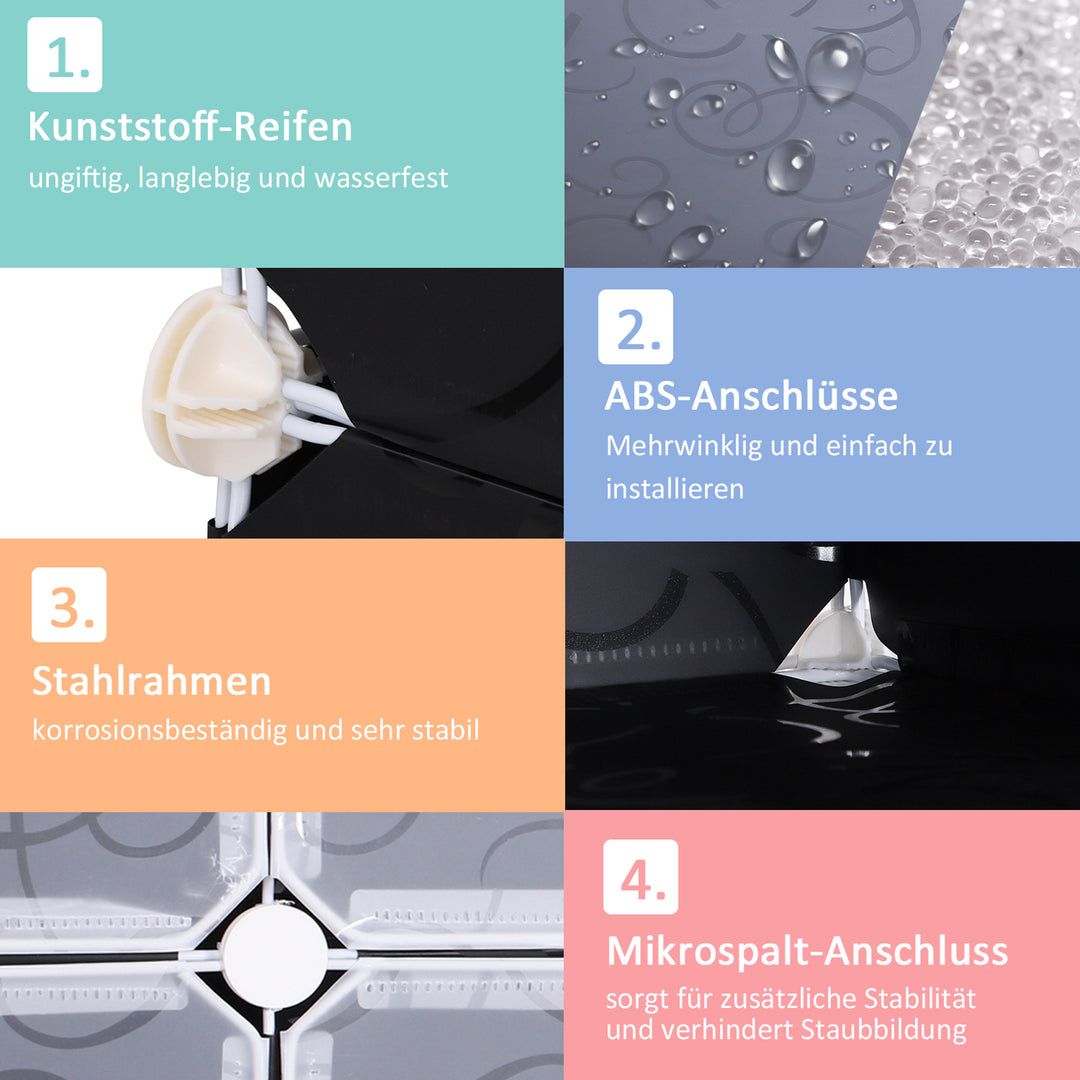 Skokasser sæt med 16 stabelbare skoarrangører skoopbevaringskasser reolsystem med dør, sort + hvid