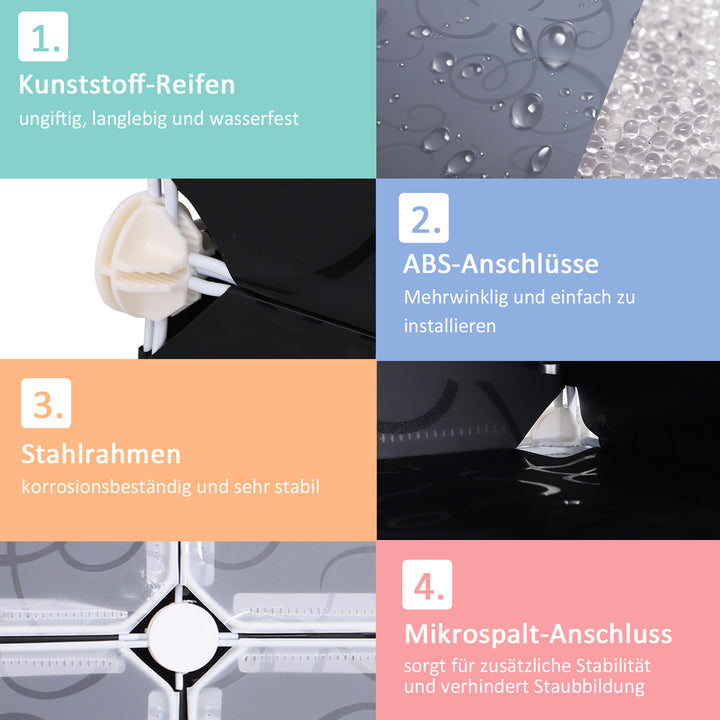 Skokasser sæt med 16 stabelbare skoarrangører skoopbevaringskasser reolsystem med dør, sort + hvid