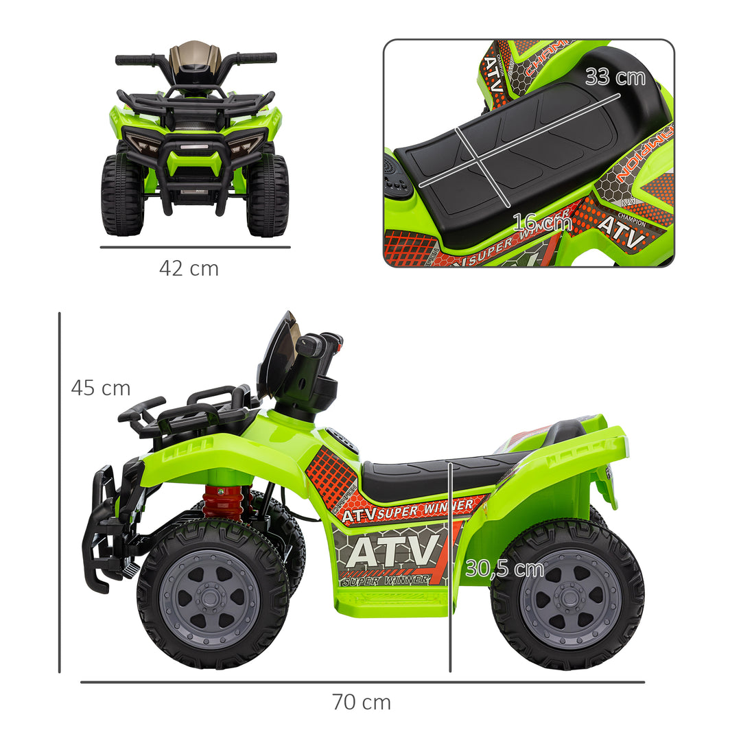 Børne-atv elektrisk 6v børne-atv med forlænsfunktion, musik, elektrisk atv til børn 1,5-3 år grøn