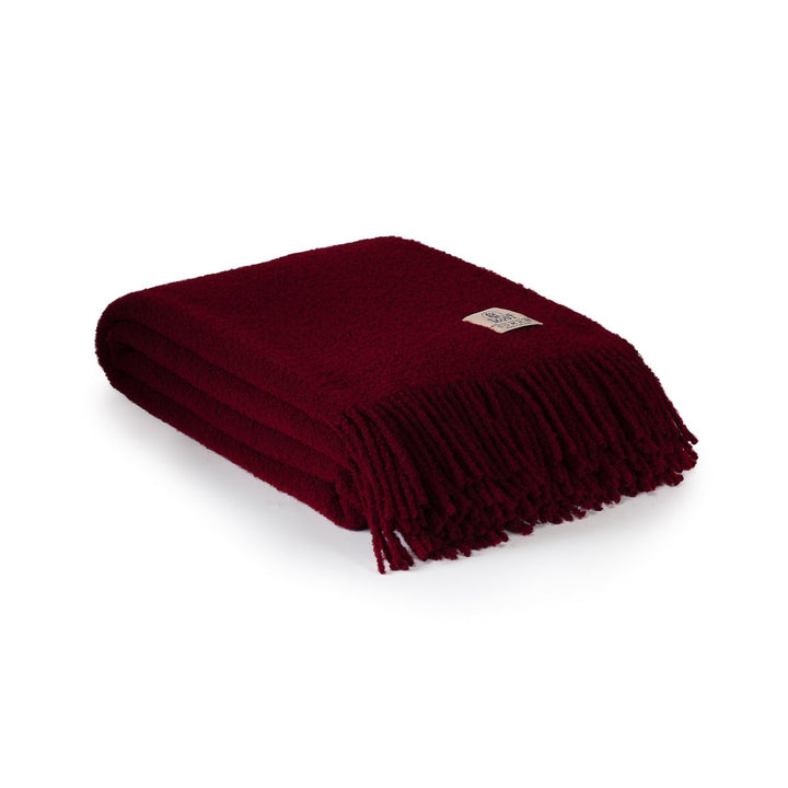 Uld Boucle uldtæppe PARIS mørkerød