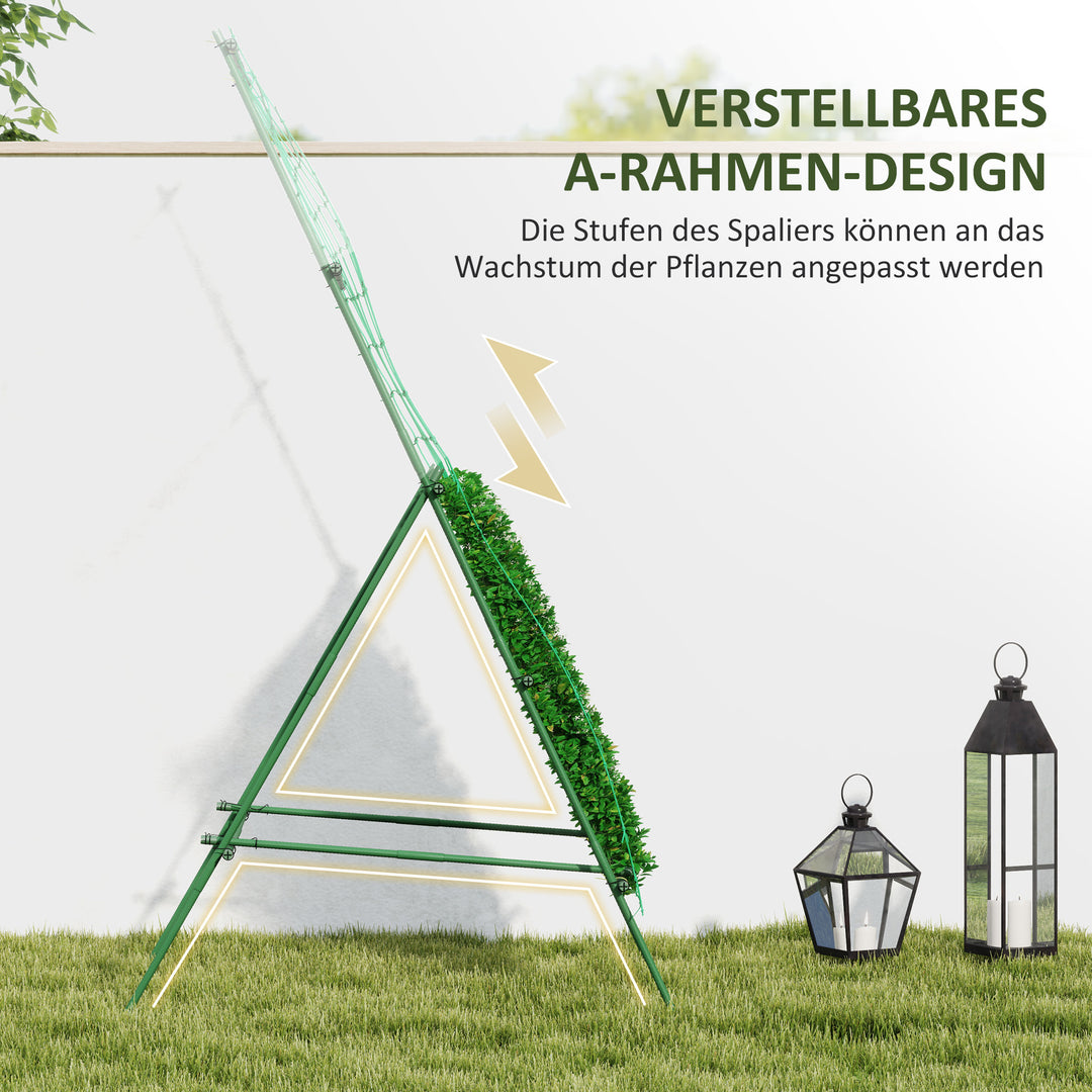 Espalier af stål til fastgørelse af rustfri a-formet espalier til klatreplanter 101x133x227 cm grøn