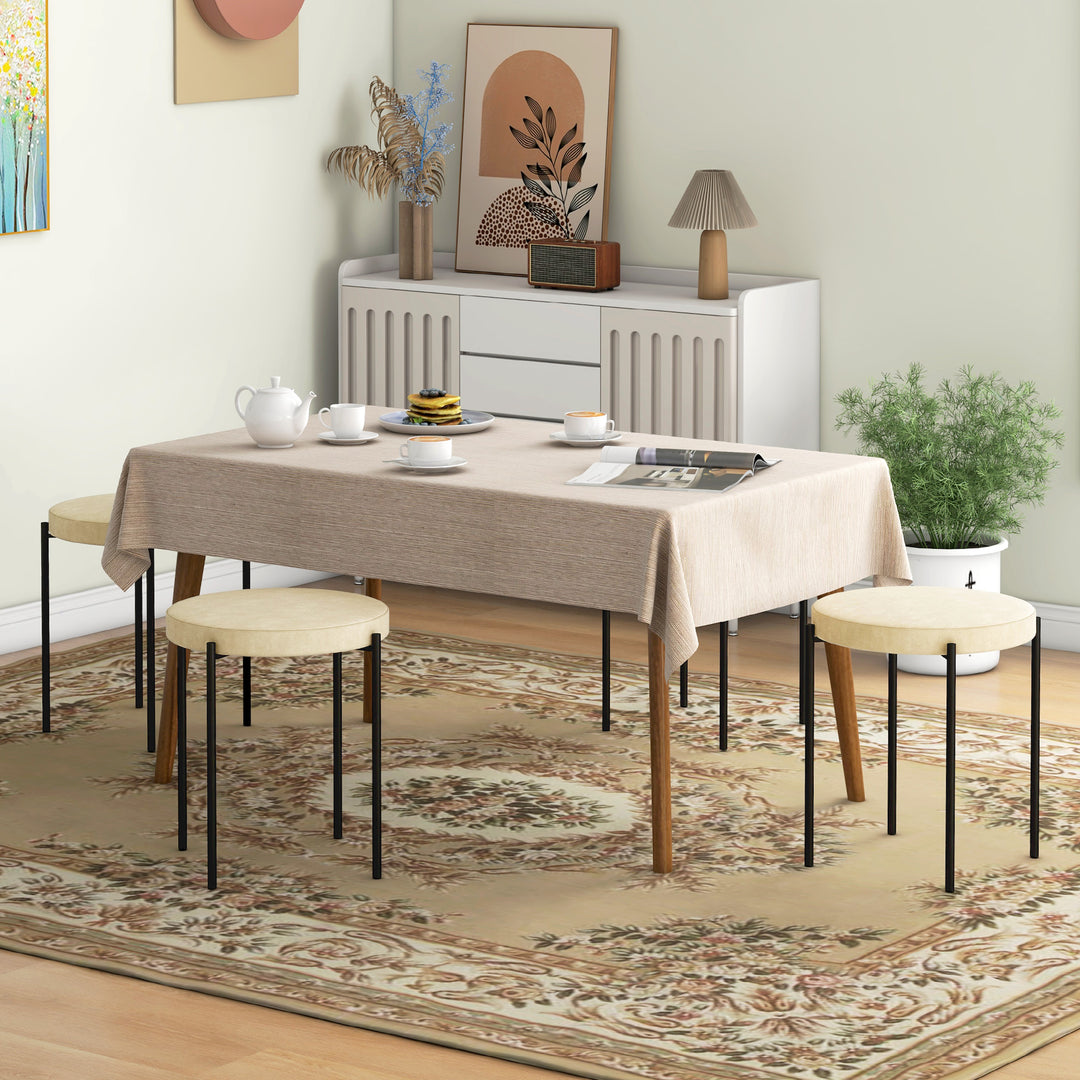 Køkkenskamler sæt med 4, stabelbar, velour look, op til 100 kg, metalstel, 41,5 x 41,5 x 46 cm, cremehvid