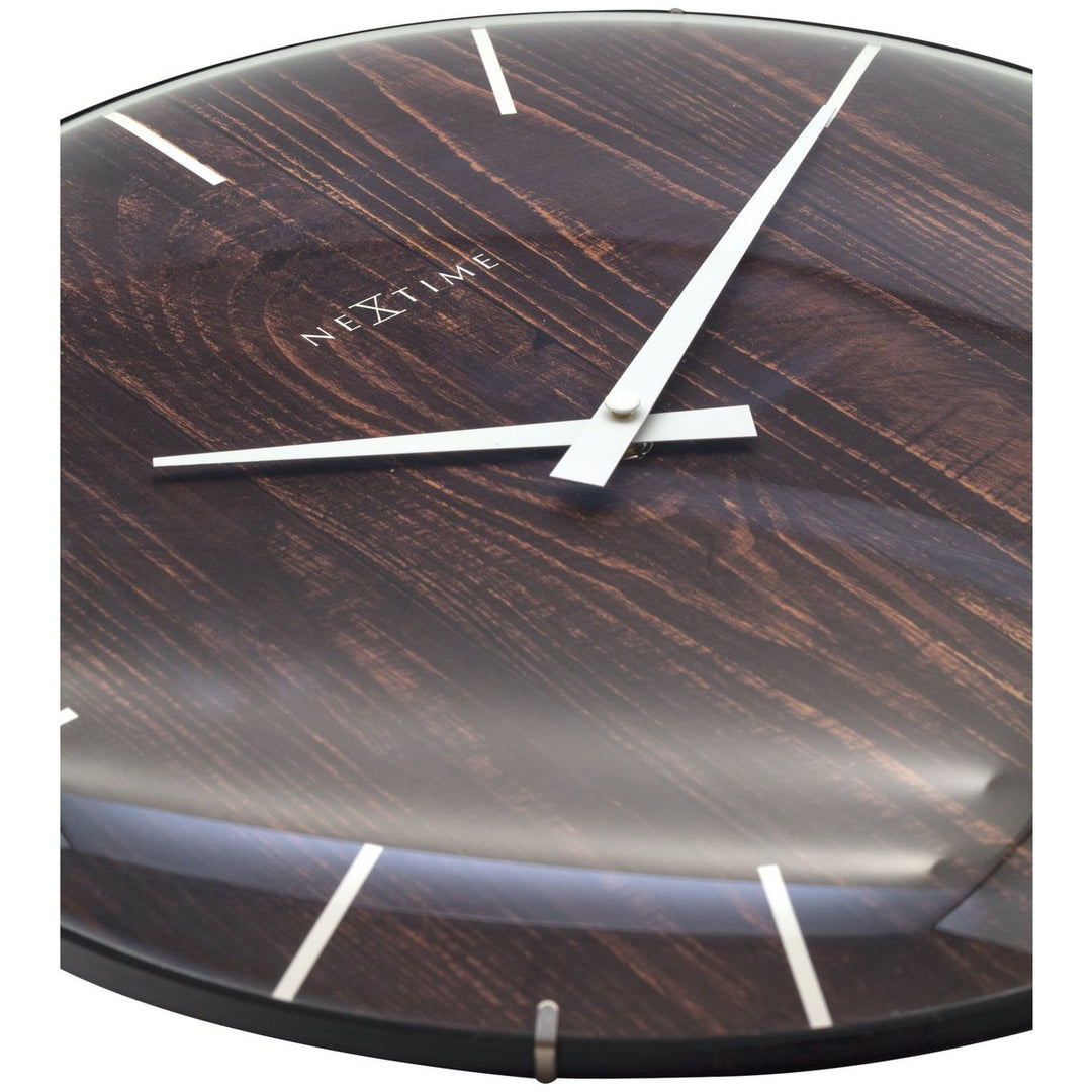 Vægur - 35 cm - Dome Glas - 'Edge Wood Dome'