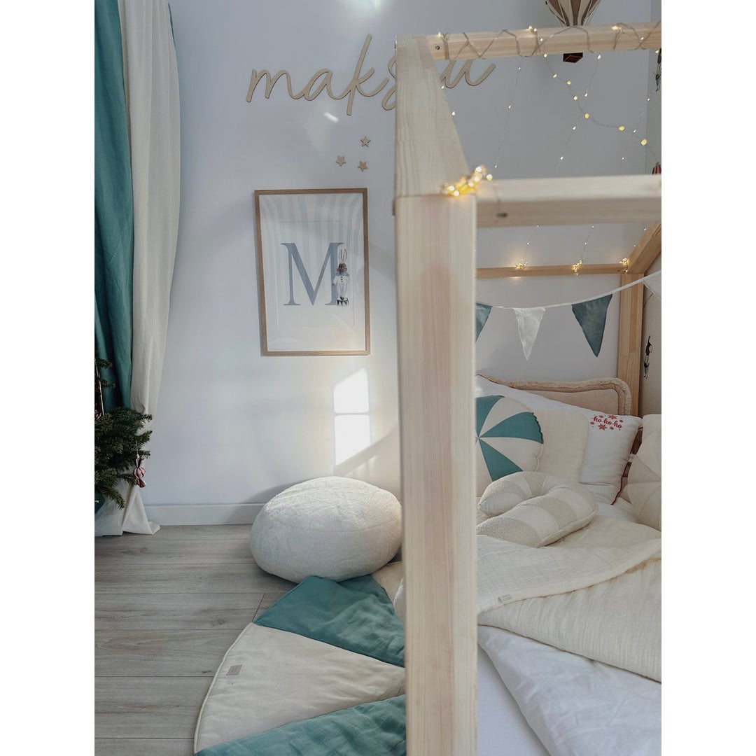 "White lamb" boucle, bomuld Patchwork Lillipop pude