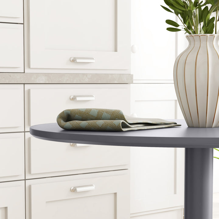 Spisebord til 2 personer, rund bordplade, stålfod, grå, 70 x 70 x 75 cm