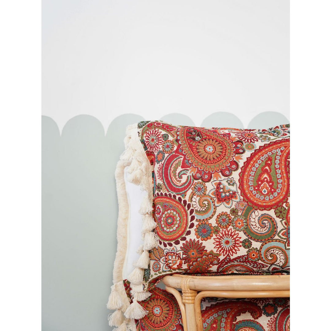 Eksklusiv 'Vintage paisley' dekorativ pude med frynser