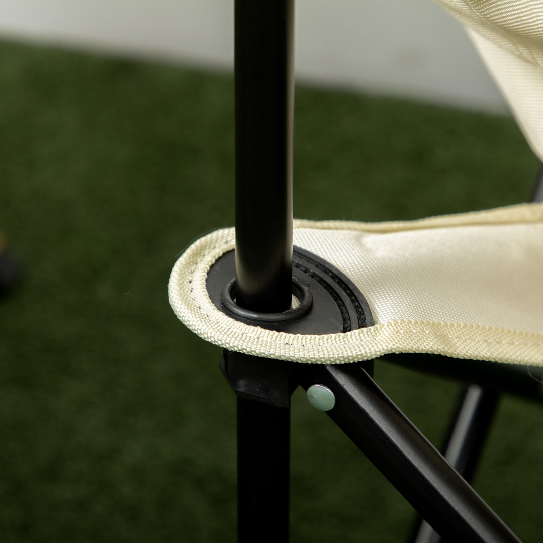 Foldbar campingstol med stålramme og stofsæde og bæretaske, hvid