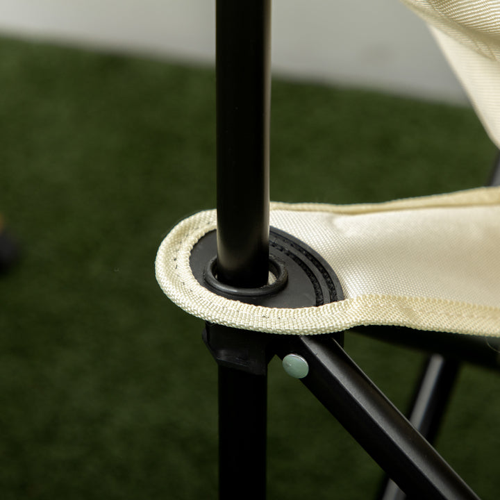 Foldbar campingstol med stålramme og stofsæde og bæretaske, hvid