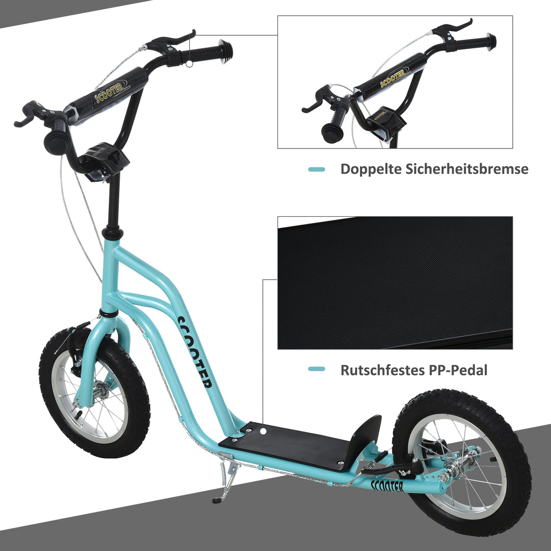 Børne scooter styr justerbart scooter kick scooter city scooter børne scooter kickboard med pneumatiske dæk 12 tommer fra 5 år blå 120 x 58 x 75-80 cm