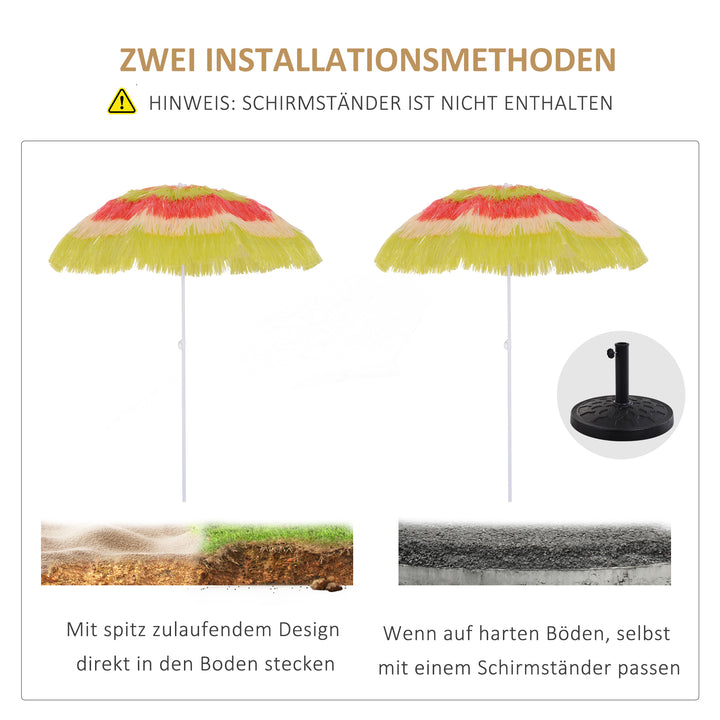 Hawaii-parasol, solskærm, haveparasol, højdejusterbar, vipbar, farverig, Ø160 x 190 cm