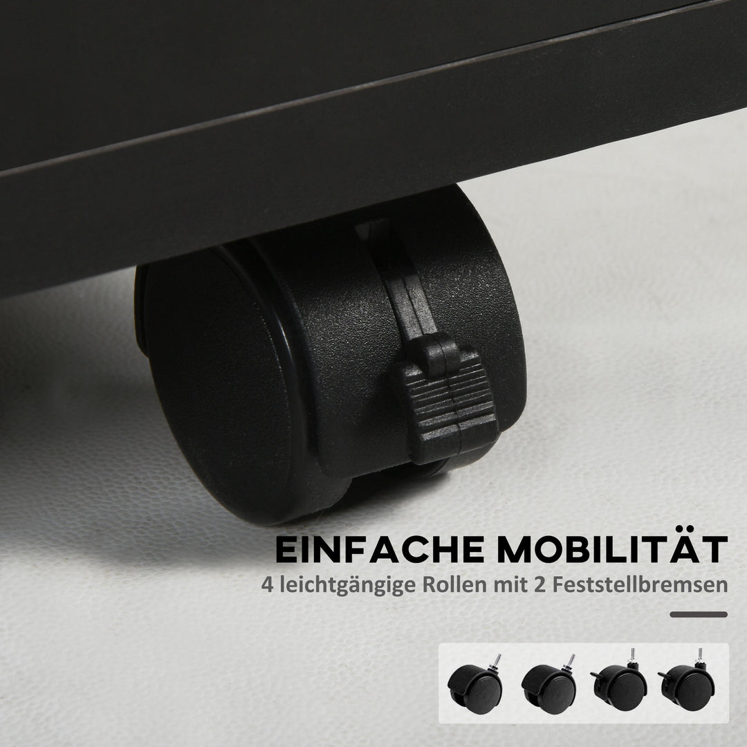 Rullende skuffebeholder, 1 rum, 1 hylde, 1 skuffe, 40 cm x 3 cm x 60 cm, sort