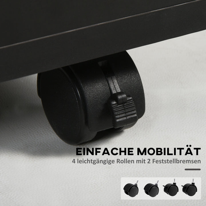 Rullende skuffebeholder, 1 rum, 1 hylde, 1 skuffe, 40 cm x 3 cm x 60 cm, sort