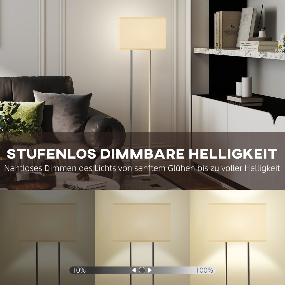 Moderne gulvlampe, 3 indstillinger, fodkontakt, justerbar lysstyrke, hørlook, hvid