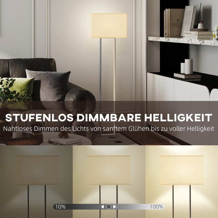 Moderne gulvlampe, 3 indstillinger, fodkontakt, justerbar lysstyrke, hørlook, hvid