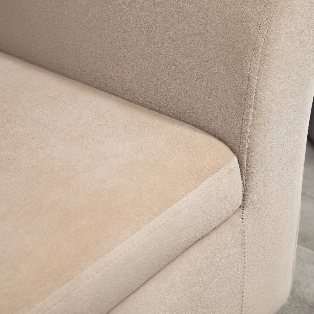 Polstret bænk med opbevaringsplads, kommodebænk med armlæn, 46 cm sædehøjde, fløjl polyester, 111,5 x 41 x 65 cm, beige