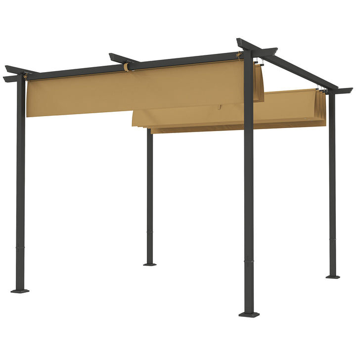 3 x 3 m havepergola med justerbart tag, metalramme, UPF30+ beskyttelse, solskærm til veranda, terrasse, beige