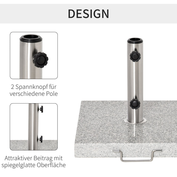 Parasolfod i rustfrit stål med håndtag, halvrund, paraplyholder, paraplyvægt til parasoller Ø3,8-Ø4,8 cm, til altan, terrasse, have, grå