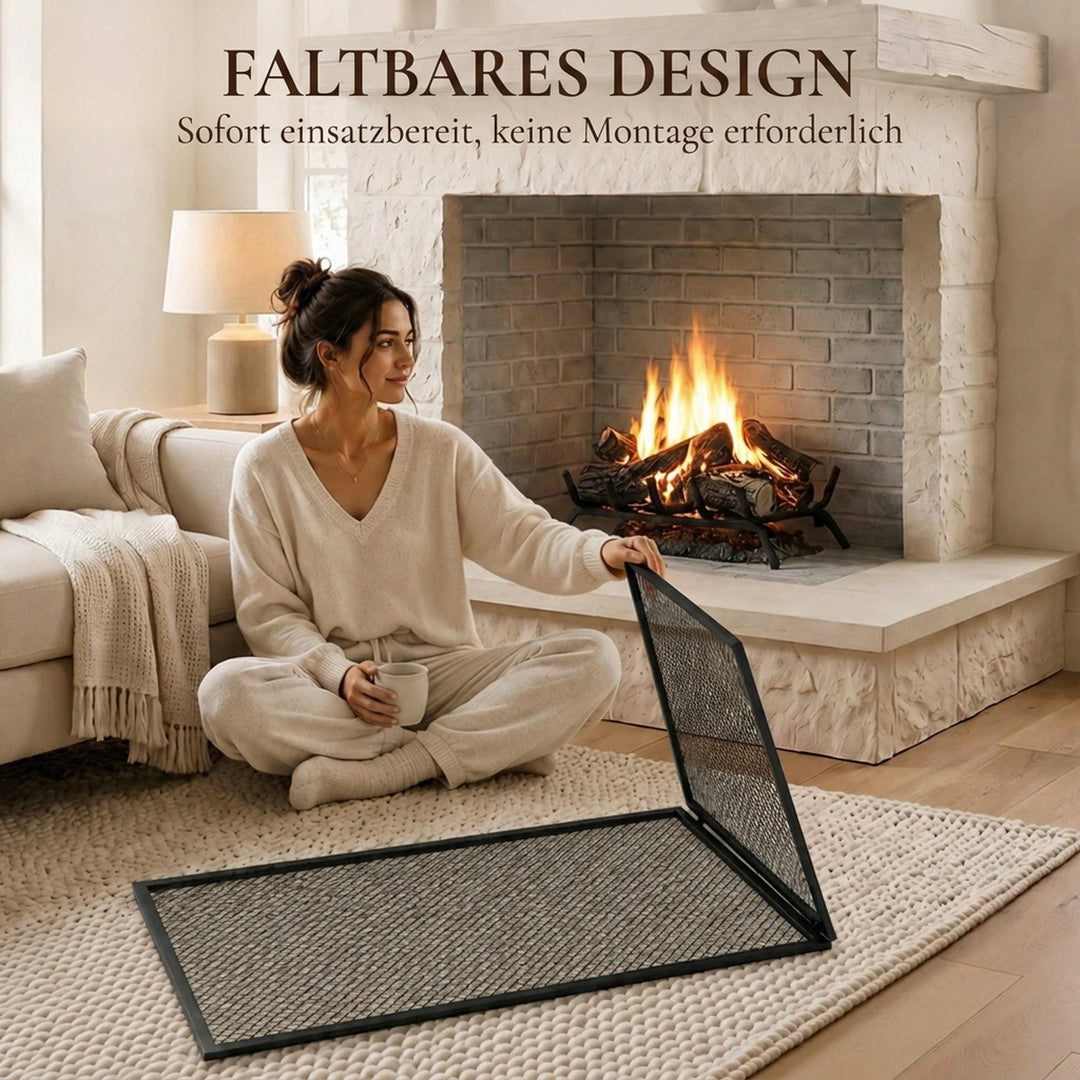 Pejsesikringsskærm, foldbar metalgnistbeskyttelse, 141 x 50 cm