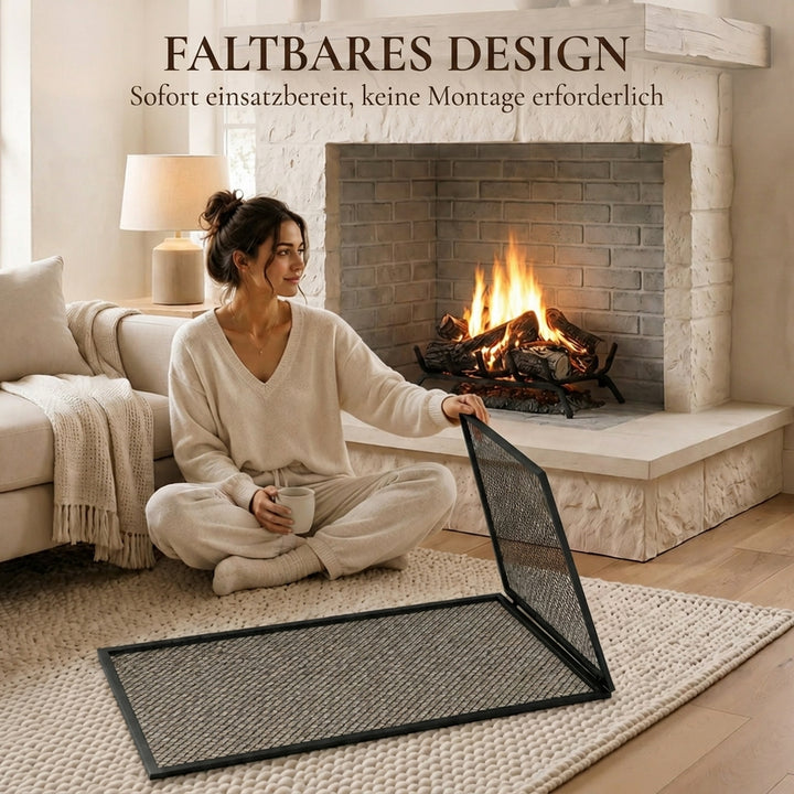 Pejsesikringsskærm, foldbar metalgnistbeskyttelse, 141 x 50 cm