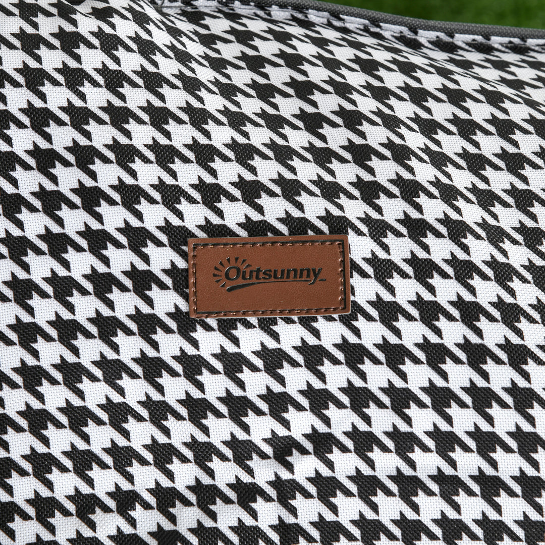 Foldbar liggestol med 1 sidelomme og 1 kopholder, 68 cm x 186 cm x 48 cm, sort og hvid