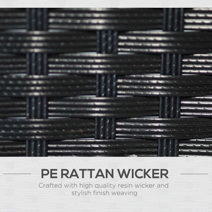 Havebænk polyrattan 2-personers uv-bestandig bænk med bordhynde ryglæn havemøbler parkbænk op til 240 kg lasteevne balkonbænk til haveterrasse balkon 133x63x84cm, sort