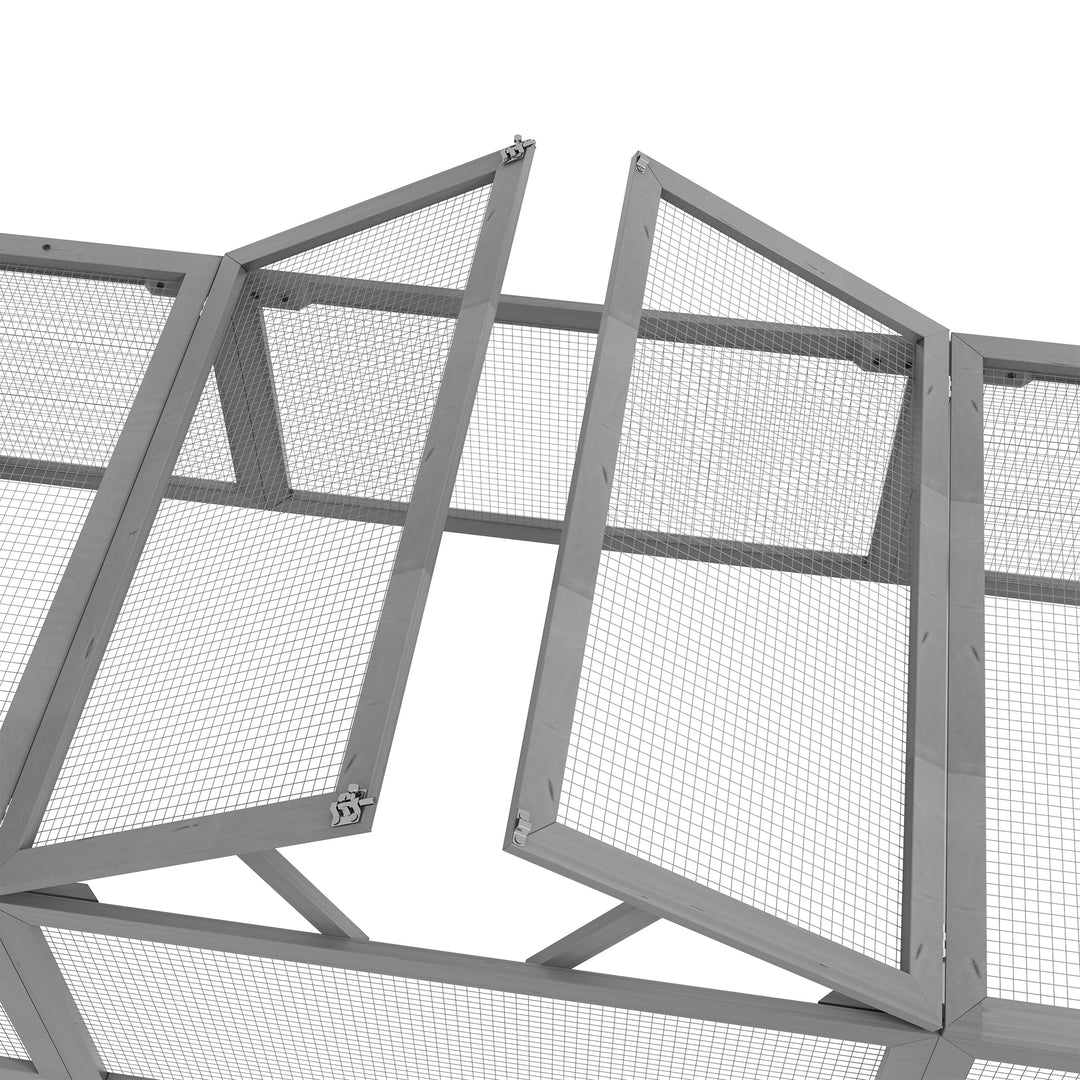 Udendørs indhegning til smådyr med hængslet tag, fyrretræ, grå