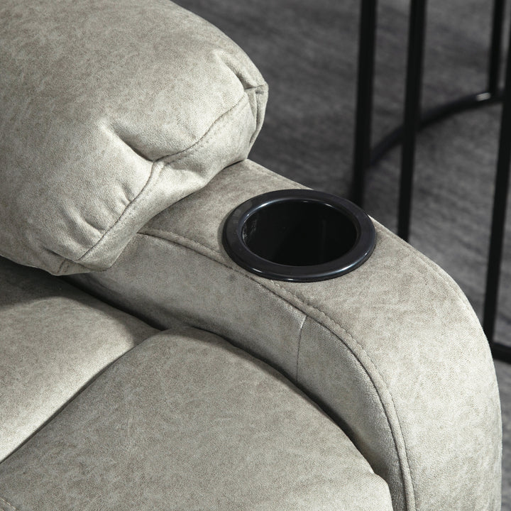 Lænestol med fodstøtte og lænefunktion, inklusive kopholder, op til 150 kg, brun