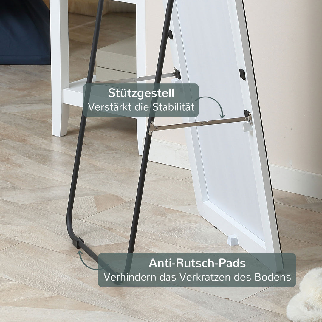 Stående spejl vægspejl fuld figurspejl, aluminium, 45 cm x 37 cm x 158,5 cm, sølv