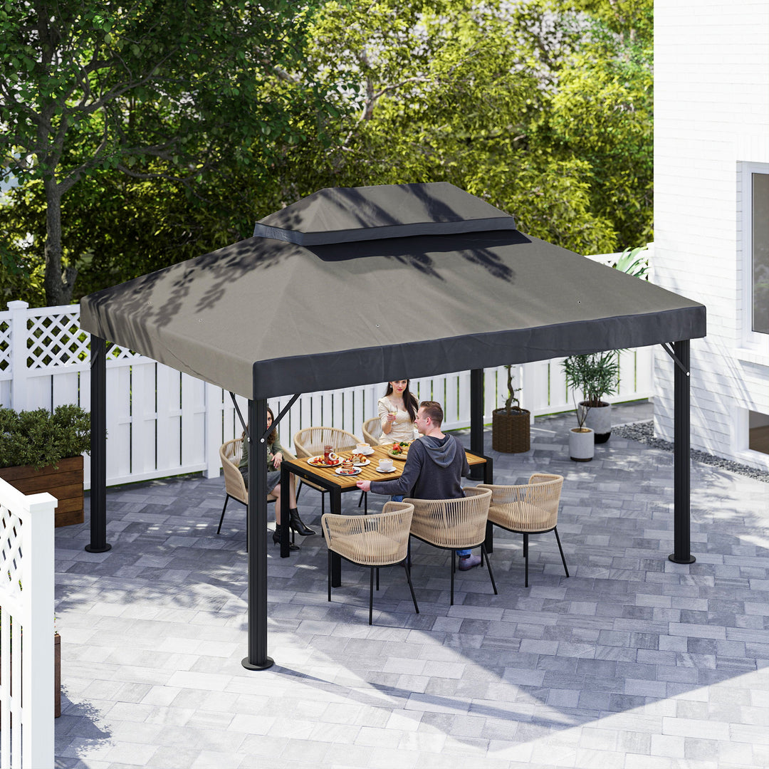 Pavillon-udskiftningstag, 3 x 4 m, udskiftningspresenning med drænhuller, polyester, solbeskyttelse, UPF30+, mørkegrå