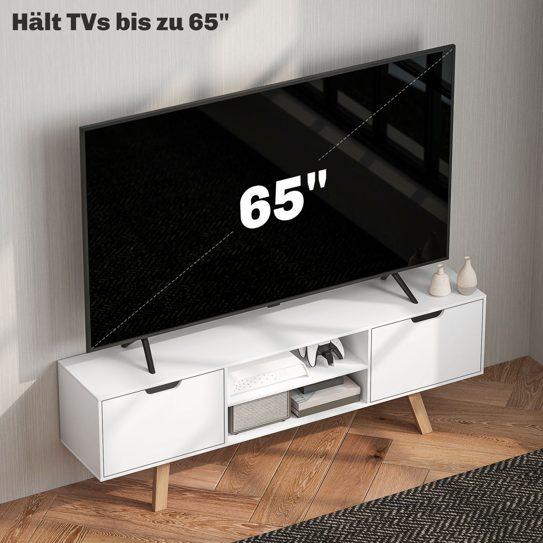 Tv-skab med skuffer og åbne hylder, mdf, 150 x 39 x 50 cm, hvid
