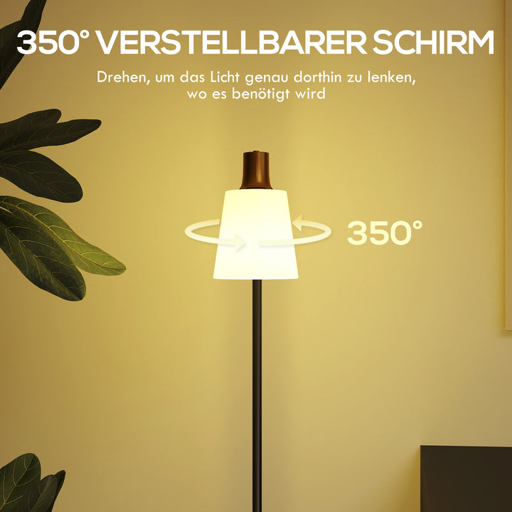 LED-gulvlampe til stuen, gulvlampe med 350° drejeligt hoved, fås i farvetemperaturer 3000K/4000K/6500K, sort