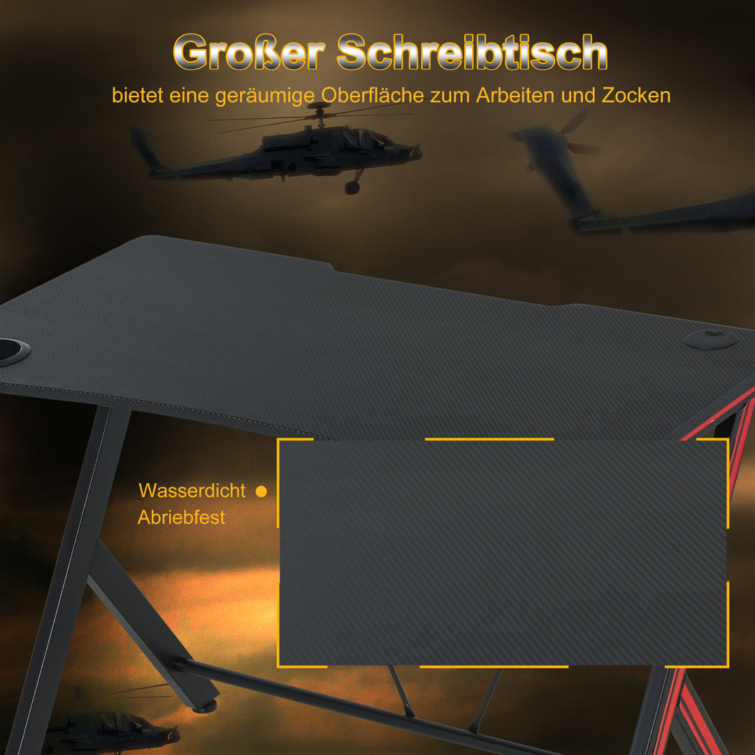 Gaming-bord med hovedtelefonkrog og kopholder computerbord stål + mdf sort 105 x 55 x 75 cm
