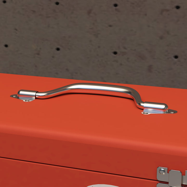 Værktøjskasse med 3 skuffer, 1 rum, robuste stållåse, 45 x 24 x 27 cm, rød