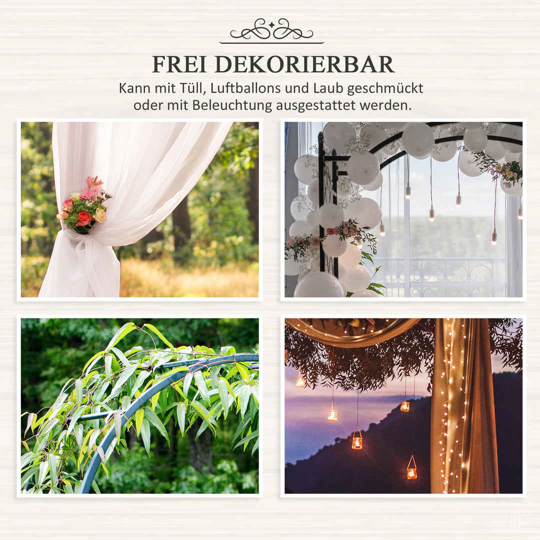 Metalrosenbue espalier til klatreplanter havebue med blonde metalstruktur buegang espalier til roser buer espalier rosestøtte til haven 114 x 30 x 230 cm sort