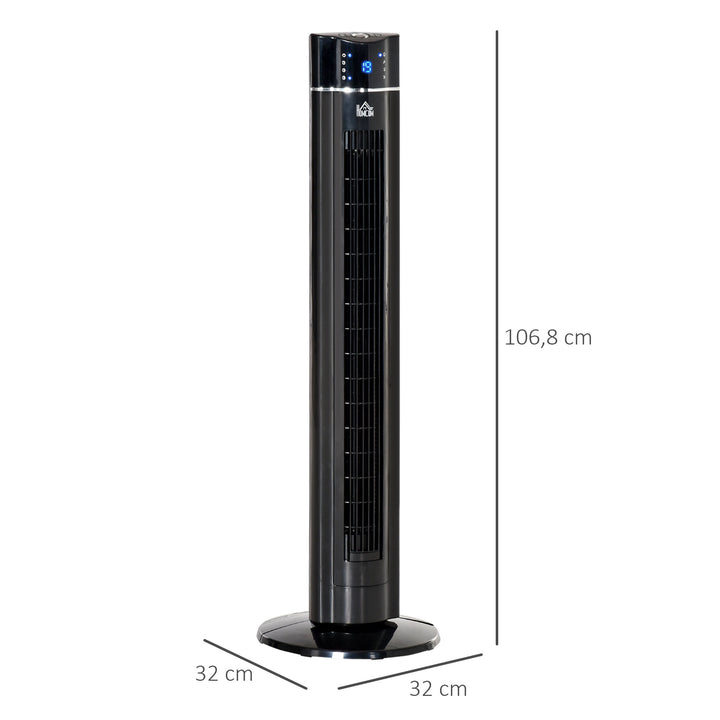 2-i-1 fitnessventilator, piedestalventilator, 32 cm x 32 cm x 106,8 cm, sort