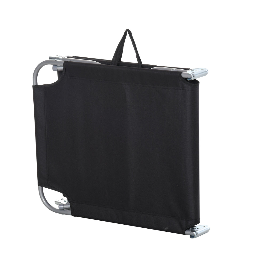 Solseng, foldbar, justerbar ryglæn, rustfri metalramme, 187 x 55 x 24 cm, sort