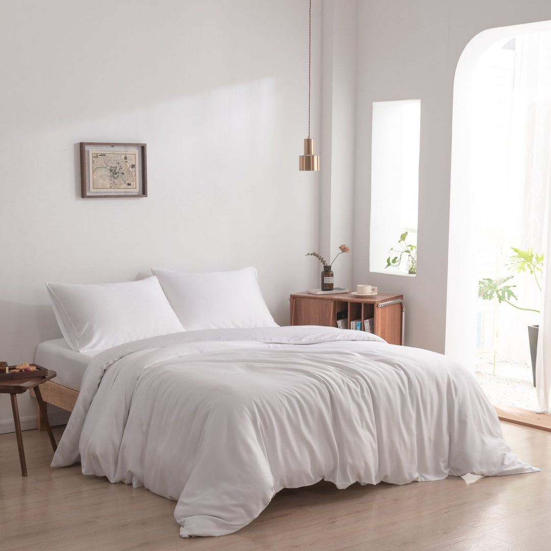 Hvidt Bambus Sengesæt 1-person - 400TC Tanboocel - Coco White